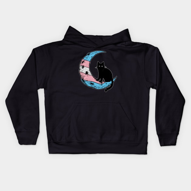 Transgender Moon Cat Kids Hoodie by Psitta